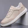 Spring 2025 Men's Fashion Soft Leather Casual Skate Shoes - Trendy, Versatile, Simple White Sneakers
