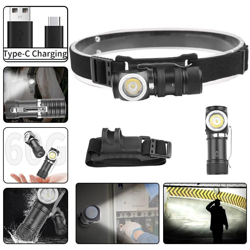 Smart Magnetic Headlamp with TYPE-C Charging, Powerful Waterproof Light for Multifunctional Outdoor Use