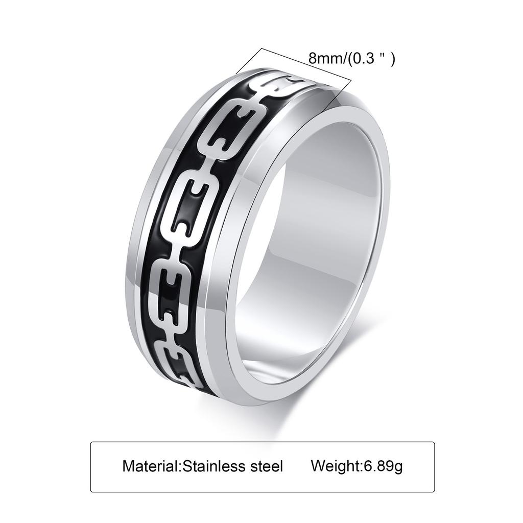 Ikuinen 8mm wzór łańcucha kotwicy dla mężczyzn, opaska na palec ze stali nierdzewnej, biżuteria Casual Punk Boy