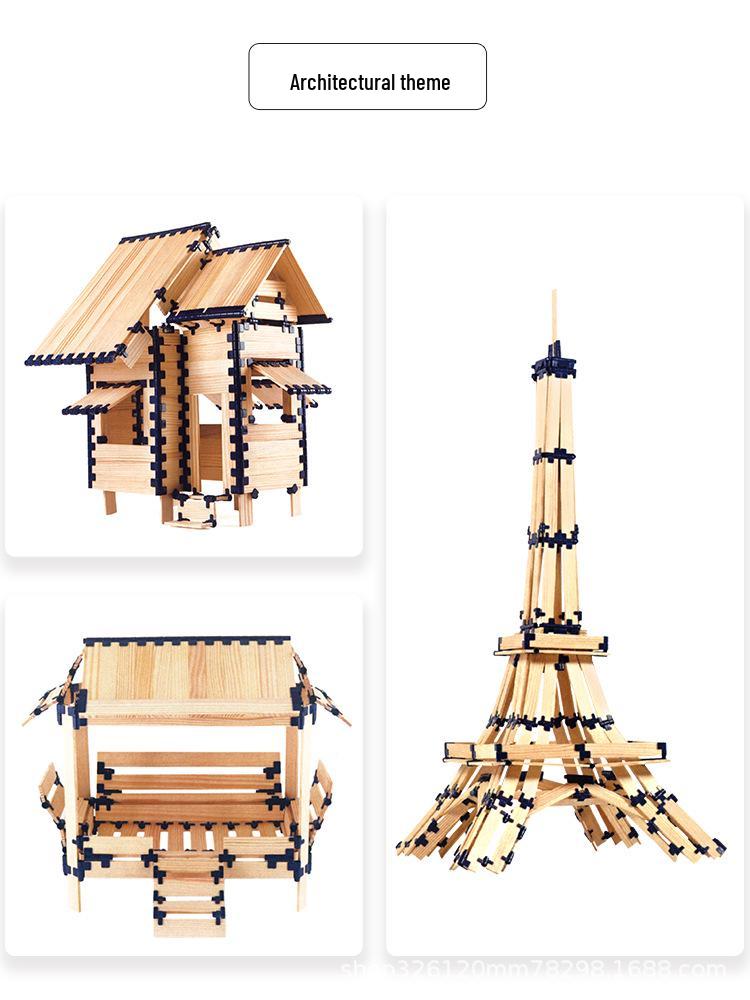 Kids' Master Architect Interlocking Wooden Building Blocks – Educational Assembly Toys for Kindergarten