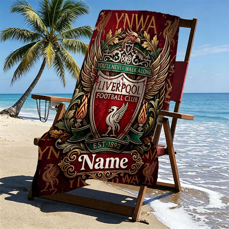 Custom Name Personalized LFC Print Beach Towel, for Trip Camping Beach Party Home Decor, Birthday Gift for Family & Friends