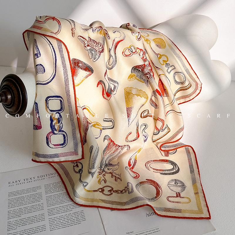 Premium Temperament Silk Wool Silk Scarf Autumn and Winter Elegant Versatile Silk Wool Scarf Warm and Comfortable Silk Wool Square Scarf