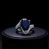 Large Carat Water Drop Pear Shape Synthetic Colored Treasure Open Ring Female Emerald Ruby Ring Jewelry
