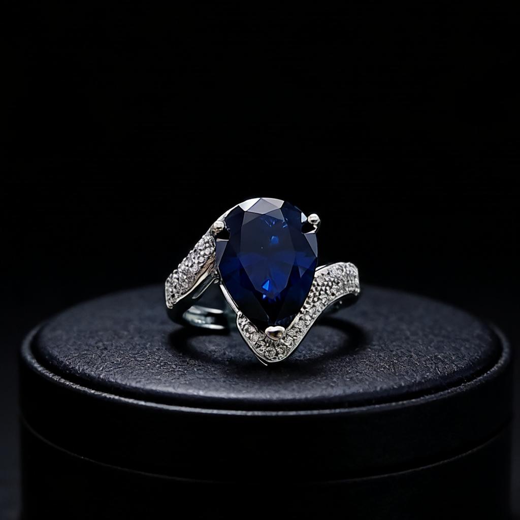 Large Carat Water Drop Pear Shape Synthetic Colored Treasure Open Ring Female Emerald Ruby Ring Jewelry