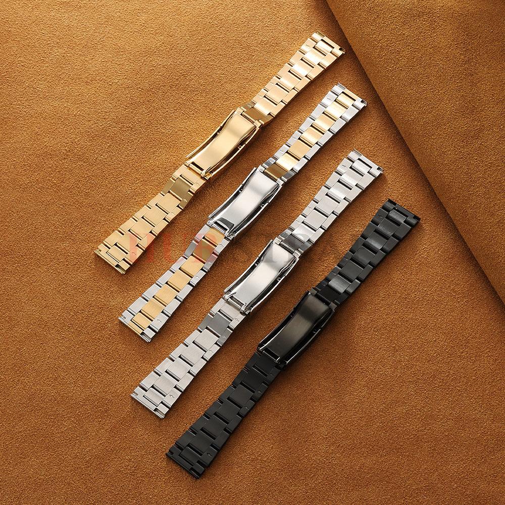 20mm 21mm 22mm Curved End Watch Band for Rolex SUBMARINER Daytona Stainless Steel Strap Bracelet Replace Watchband for Men Women