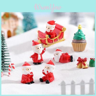 Niedliche Cartoon Harz Weihnachtsfigur für Miniaturszenen mit Weihnachtsmann und Schnee