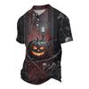 Camisa Masculina Estampada de Manga Curta para Festa de Halloween Fantasia