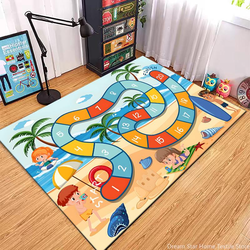 Kinder Schlangen und Leitern Spielmatte Teppich für Schlafzimmer Wohnzimmer Spielzimmer Spaß Lernen Boden Kinder Anti-Rutsch-Matte Tür