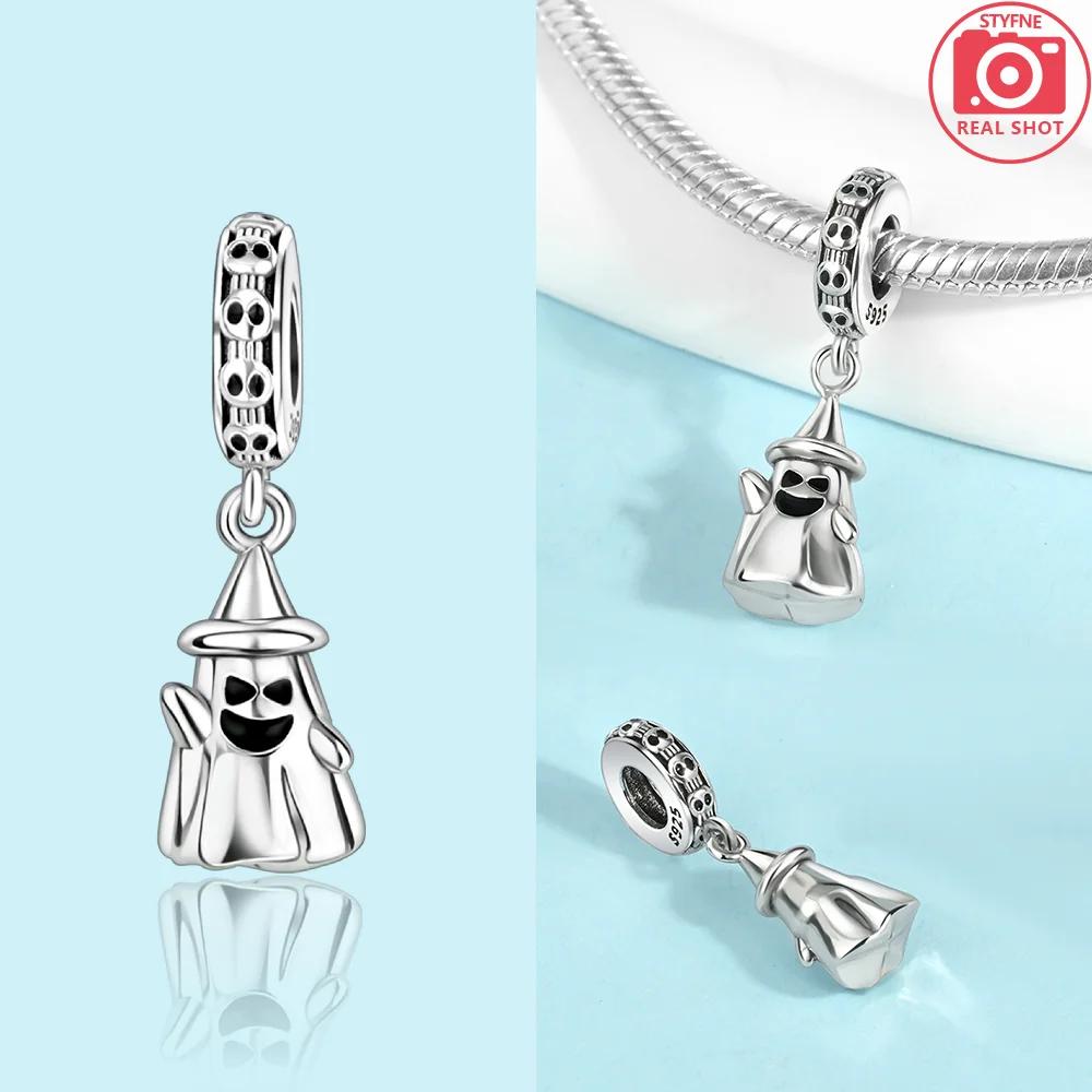 Copper Halloween Pumpkin Cart Magic Witch Ghost Original Charms Beads Fit Bracelet Jewelry Diy Women Birthday Gift Necklace