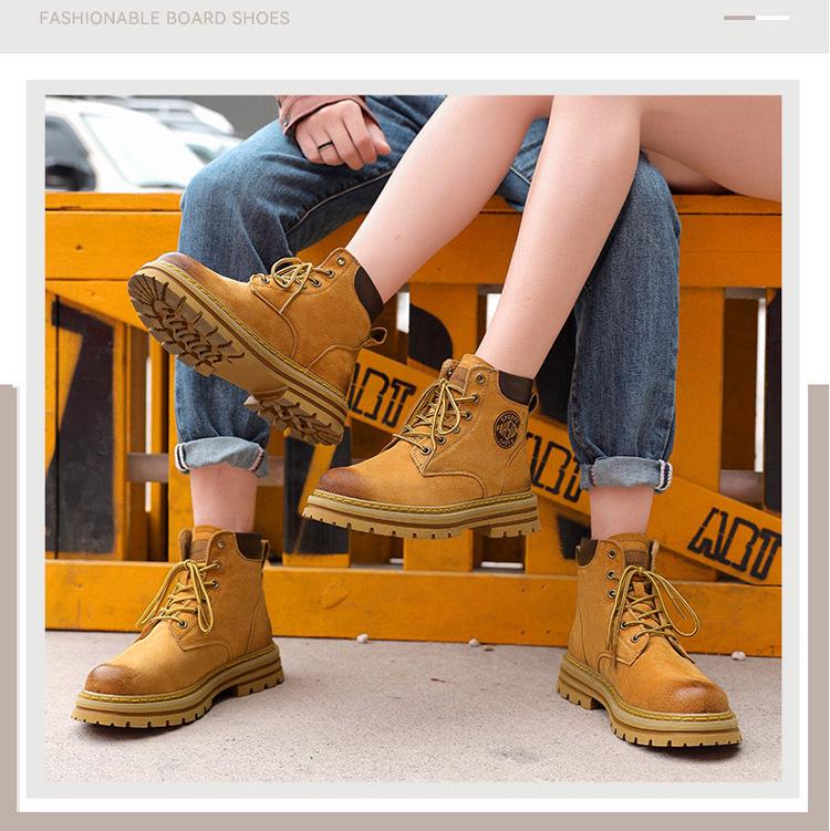 2024 Autumn/Winter High-Top Pigskin Martin Boots - Thick Sole Heightening Desert Style for Couples