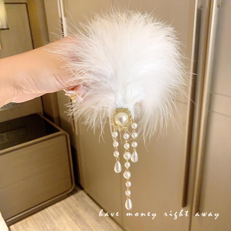 2Imitation White Swan Feather Hair Clips Elegant Ballet Headwear Bride Hair Accessories Sweet Princess Hairclips for Women Girls
