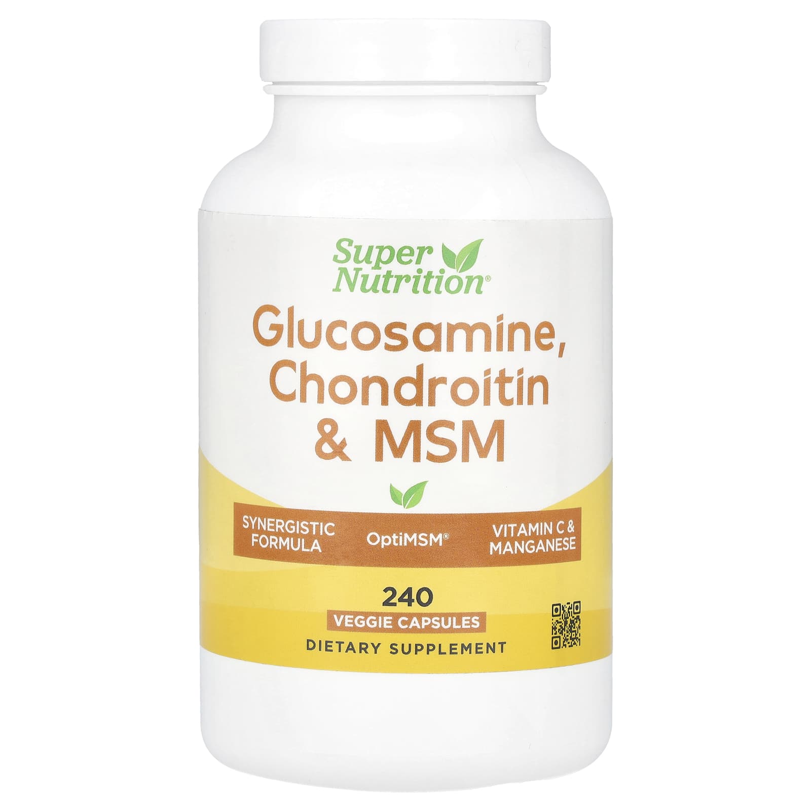 

Glucosamine, Chondroitin, MSM, Potassium and Vitamin C, 240 Veggie Capsules