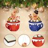 Seasonal Party Hanging Sign Christmas Wooden Sign, Cute Gingerbread Man Hot Cocoa Mug Welcome Door Xmas Holiday Home Decor Hanger for Indoor
