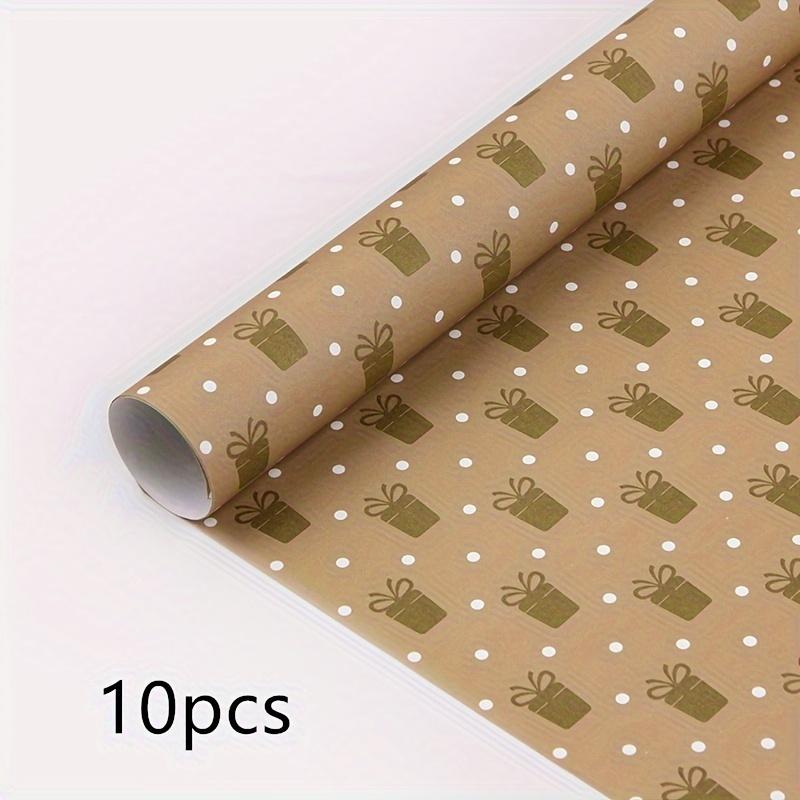 10Pcs Golden Gift Wrapping Paper Holiday Simple Light Luxury Plaid Stripes Diy Book Wrapping Paper Gift Paper