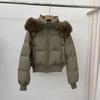 Womens Short Winter Down Coat With Detachable Faux Fur Collar Slim Fit Warm Puffer Jacket Small Stature