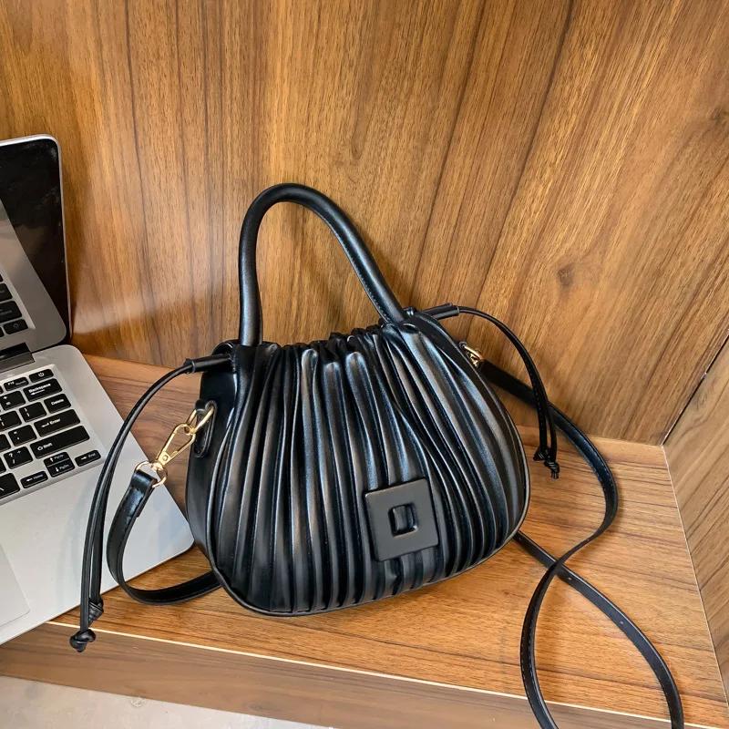 

Сумка-ведро из ПУ плиссированной ткани для женщин, шикарный дизайн, офисная женская сумка-мессенджер высокого качества