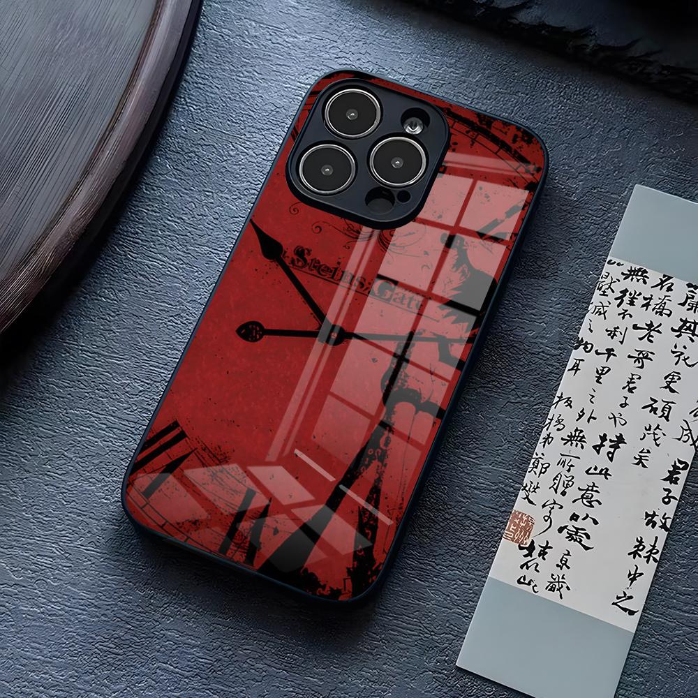 Steins Gate Phone Case For IPhone 13 Pro Max 14 16 Plus 12 Mini 11 15 X XR XS 8 7 Plus SE Tempered Glass Cover