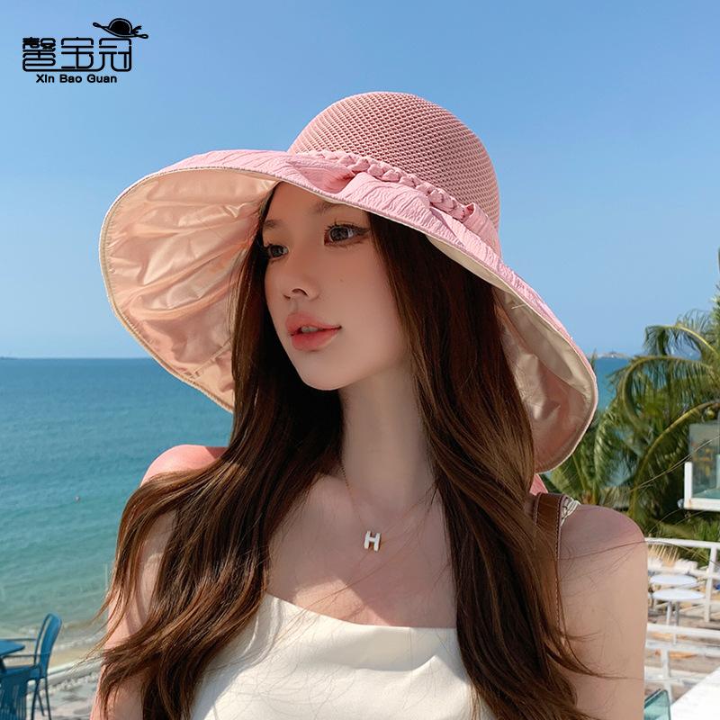 8491 summer big brim sun hat children fashion bow sunscreen sun hat hollow vinyl bucket hat