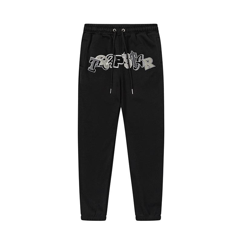 Foreign trade new rainbow color matching letter embroidery velvet loose hooded sweater casual trousers set men and women the same style
