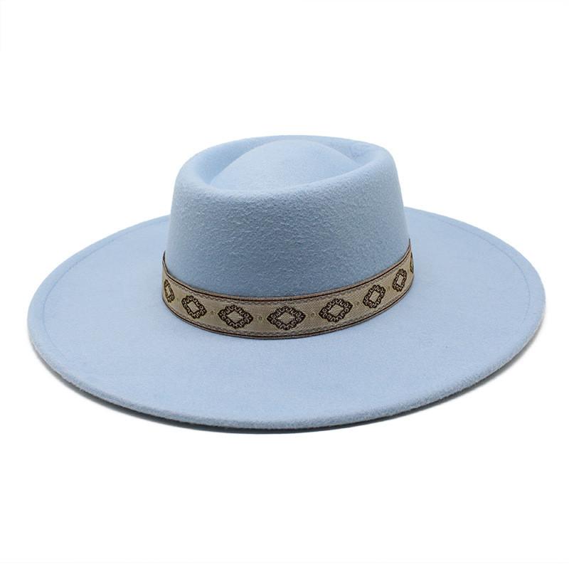 Cappello classico in feltro di lana britannica a tesa larga per uomo donna protezione solare da esterno