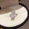Zircon Flower Minimalist Silver Tone Ring For Ladies Casual Dress Accessory