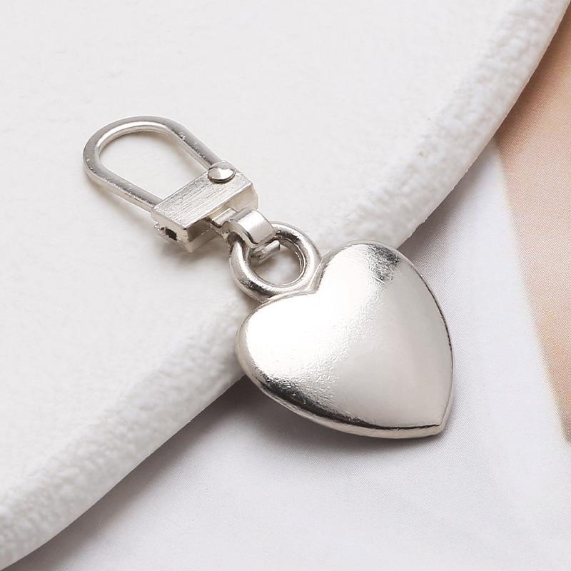 5PCS Sewing Zippers Puller Head Heart Shape Detachable Metal Zipper Slider Repair Kits for Bags Backpack Coat Zipper Pull Tab