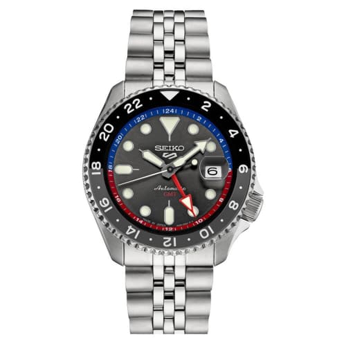 

SEIKO SSK019J1, Men s Sports, GMT, Mechanical, Automatic, Stainless Steel, Silver Tone, WR, SSK019. Modern