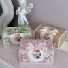 Korean Romantic Tissue Box Oil Painting Style Lace Tissue Box Pearl Bow Fabric Household Car Paper Box Pink Green Brown
