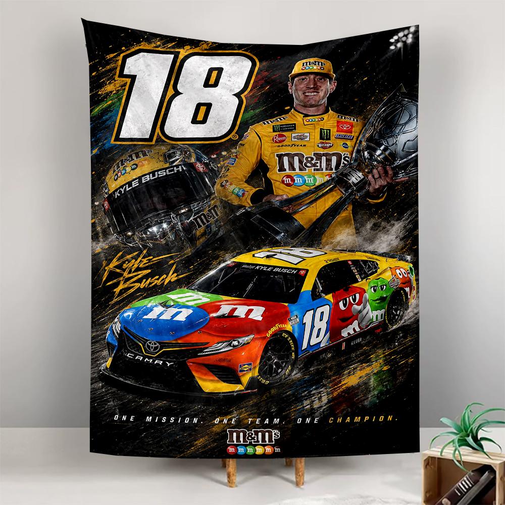 Kyle Busch NASCAR #18 M&Ms Champion Car Motorsport Bohemian Tapestry for Fans Home Decor