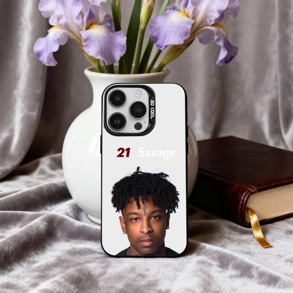 Cool Rapper 21 S-Savage-E Phone Case For iPhone17,16,15,14,13,12,11 Plus,Pro Max Black Candy Silver Phone Case