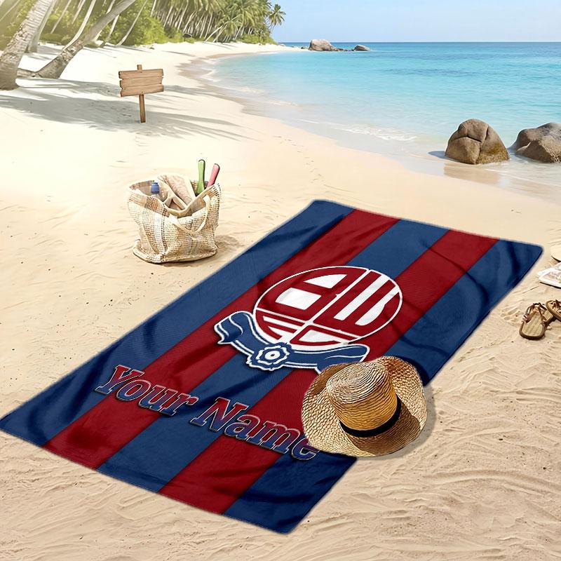 Bolton Wanderers FC Personalized Printed Beach Towel Soccer Logo Support Custom Name Text Absorbent Towel For Sport Travel Special Gift