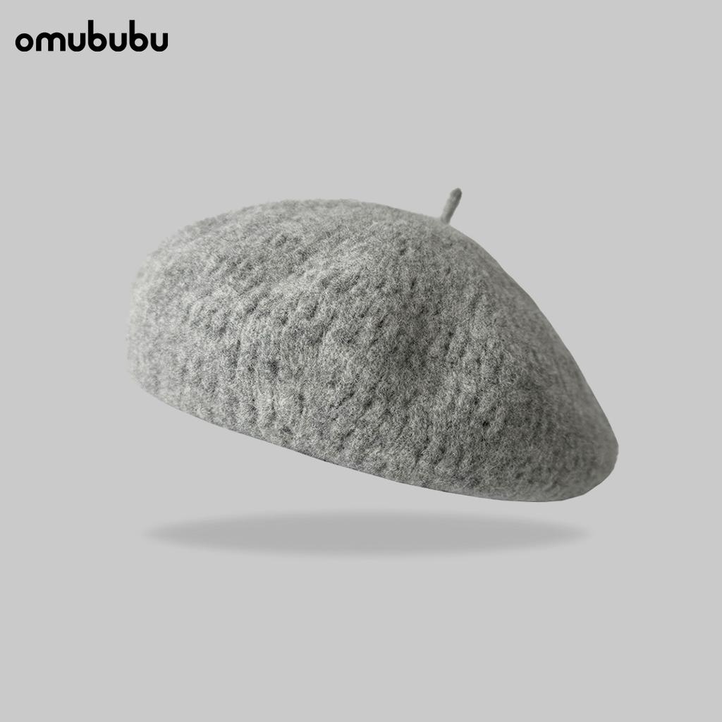 New Hollow Pure Wool Beret Women's Autumn and Winter Warm Wool Knitted Hat Showing Small Face and Big Head Circumference Hat