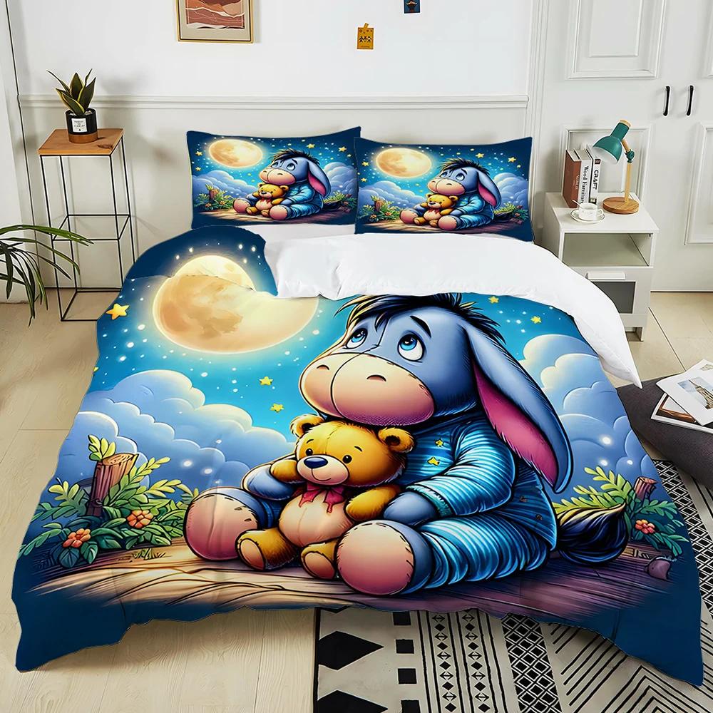 Winnie The Pooh Eeyore Printed Bedding Set 3Pc 1 Duvet Cover 2 Pillowcases Adult And Children Warm Soft Bedding Set Luxury Gift