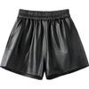 Women's High-Waist Elastic Faux Leather Wide-Leg Shorts
