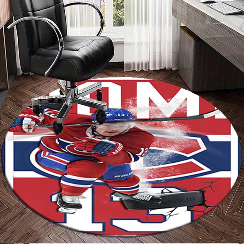 1PC Montreal Ice Storm Round Rug, Non-slip Chair Mat, Home Decor, Circle Carpet Perfect for Office, Bedroom, Living Room,Christmas gift