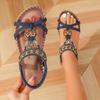 Fashion Retro Women's Sandals Flower Print Sewing Shoes Summer
