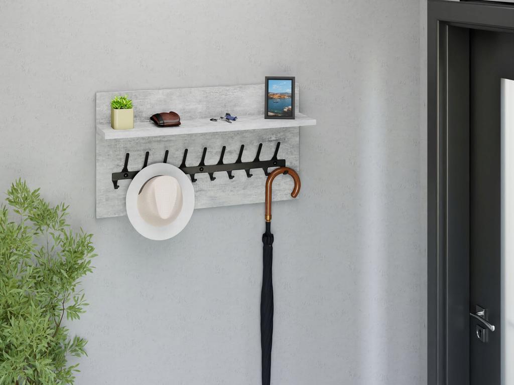 Wieszak Na Ubrania Loft 70 Cm - Czarny + Beton Jasny, Solidny I Stylowy