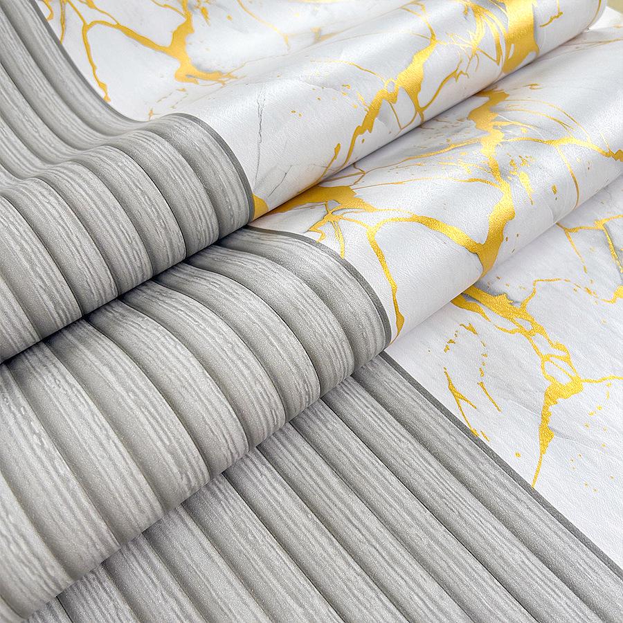 In Stock Light Luxury Wood Grain & Gilded Marble Self-Adhesive Wallpaper - PVC Bestseller