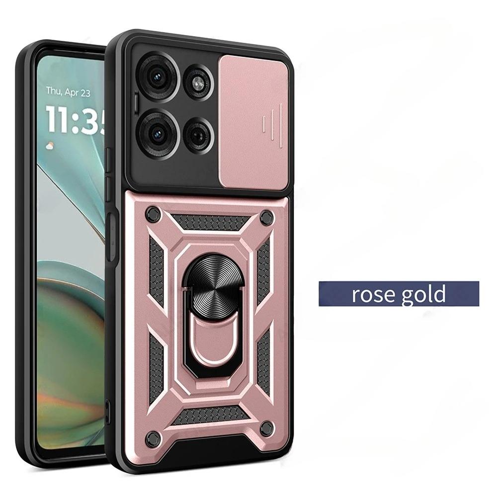 Military Magnetic 360°Rotate Bracket Armor Case For Motorola Moto G75 G85 G55 G35 G56 G86 Anti-Drop Slide Camera Protector Cover