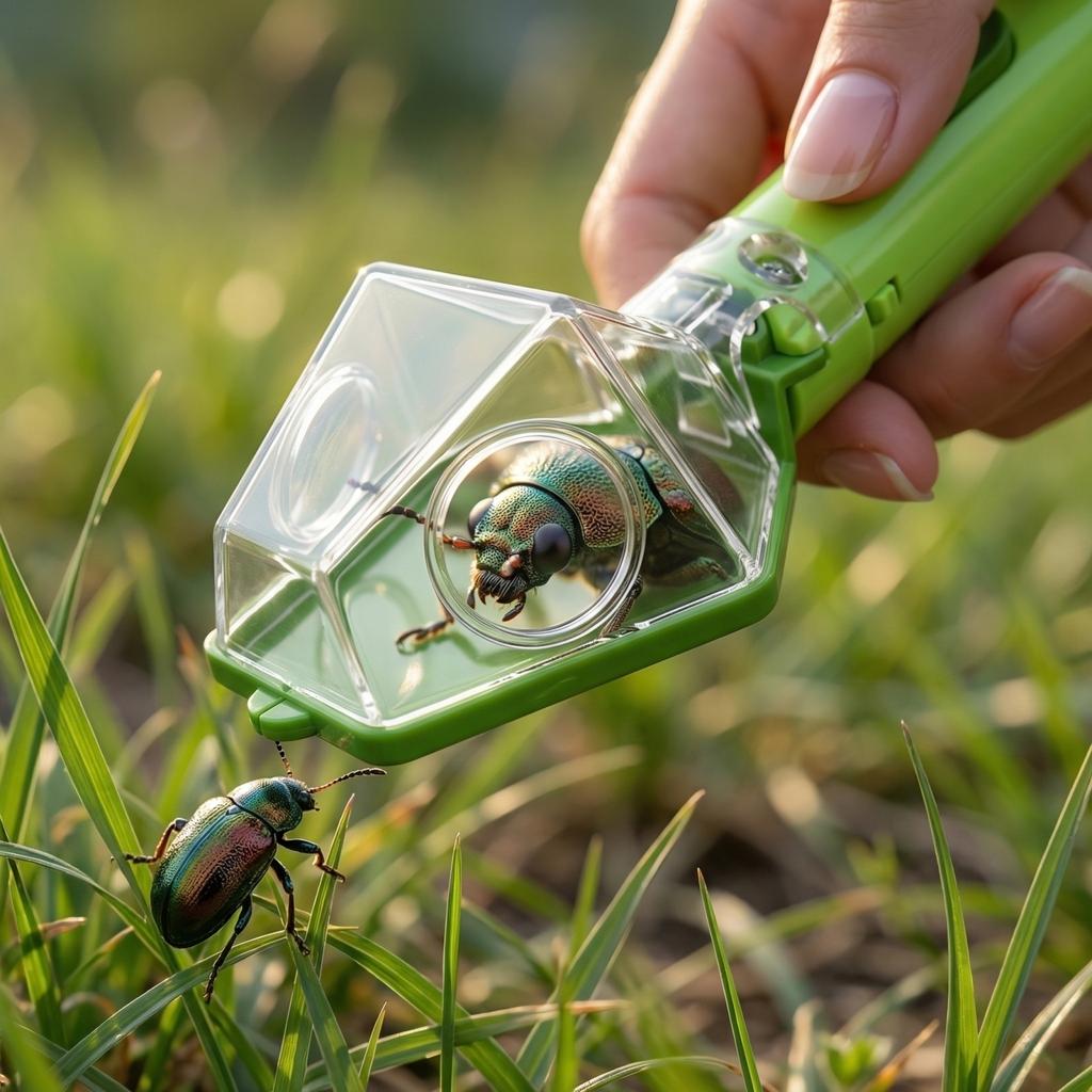 Insect Catcher Toy Bug Collector Handheld Plastic Catching Device with Clear Enclosure and Easy Grip Handle for Kids Outdoor Exploration