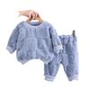 2023 Kids' Velvet Jacquard Long Sleeve Pajama Set - Warm Two-Piece