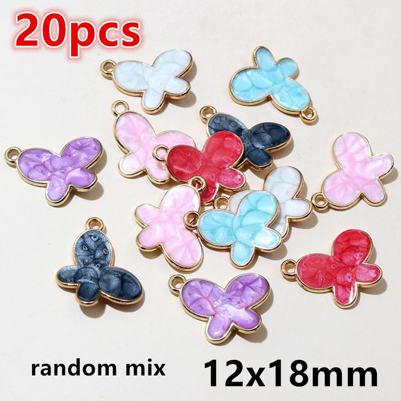 10-20pcs Enamel Butterfly Charms Pendants DIY Jewelry Making Connector Accessories for Earrings Necklace Bracelet Findings