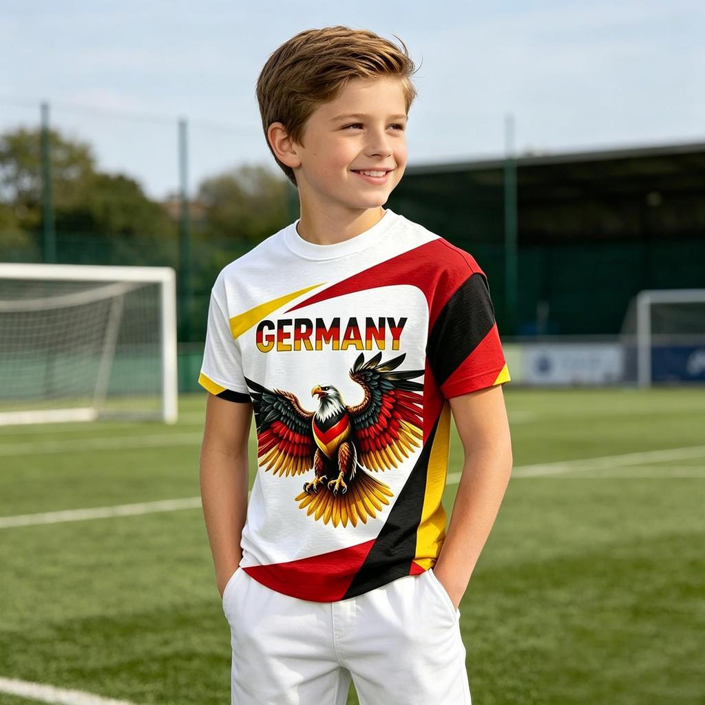 Kids Vintage Style Soccer Jersey Short Sleeve T-Shirt Lightweight Breathable Fabric Comfortable Fit Suitable for Casual Wear and Sports