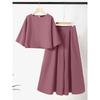 Women 3/4 Sleeve Blouse and Wide Leg Trousers Casual Two Piece Sets