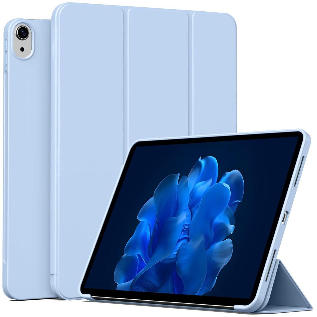 For iPad Air 4/5/6/7 Soft Silicone Case,For iPad 4th 5th 6th 7th Generation 2020 2022 2024 2025 PU Leather Flip Smart Cover
