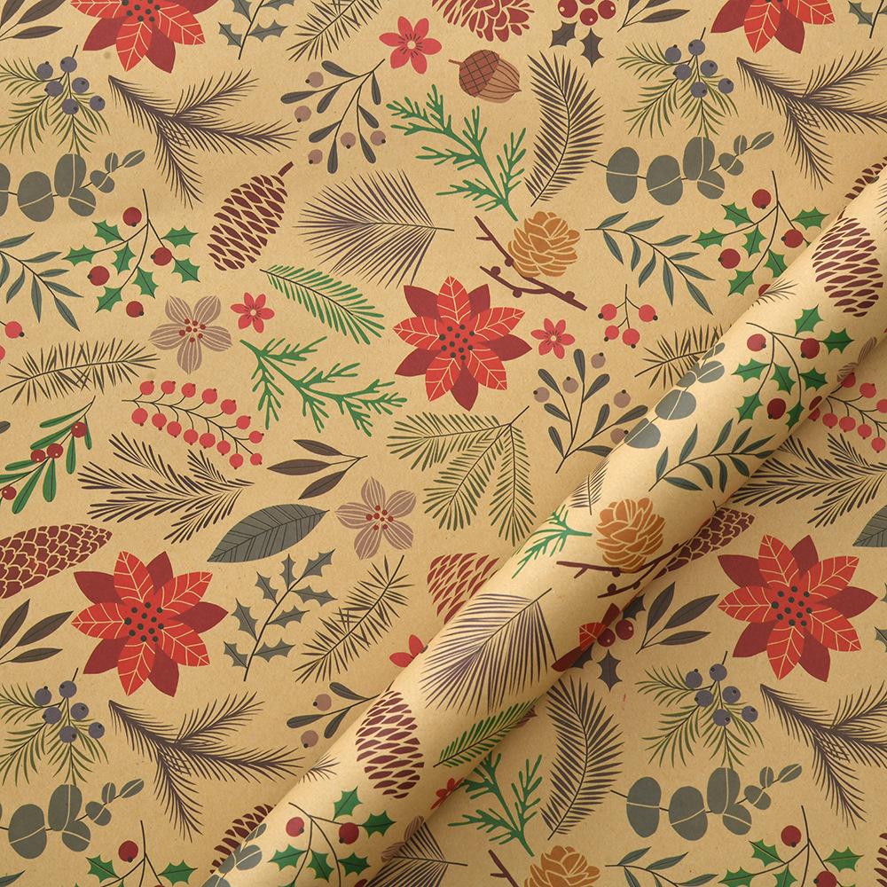 Christmas Wrapping Paper Sturdy Kraft Wrapping Paper Vintage Gift Wrap Thick Holiday Gift Wrap For Xmas Birthday Winter Holiday