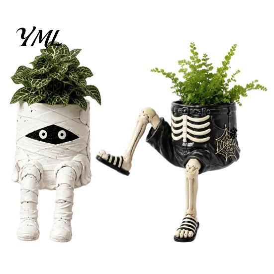 Resin Succulent Planter 2Pcs Whimsical Hanging Leg Planter, Dangling Sitting Flower Pot for Halloween Party Table Centerpiece Succulents, Funny