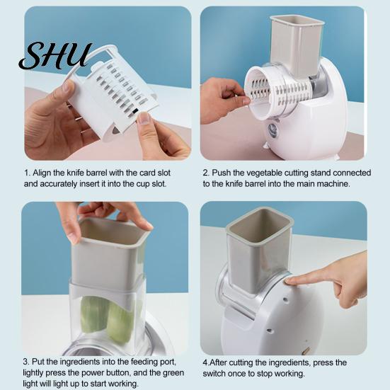 Detachable Electric Salad Maker Cheese Grater Vegetable Multi-purpose Cutter Slicer BPA-Free Potato Scrubber Shredder
