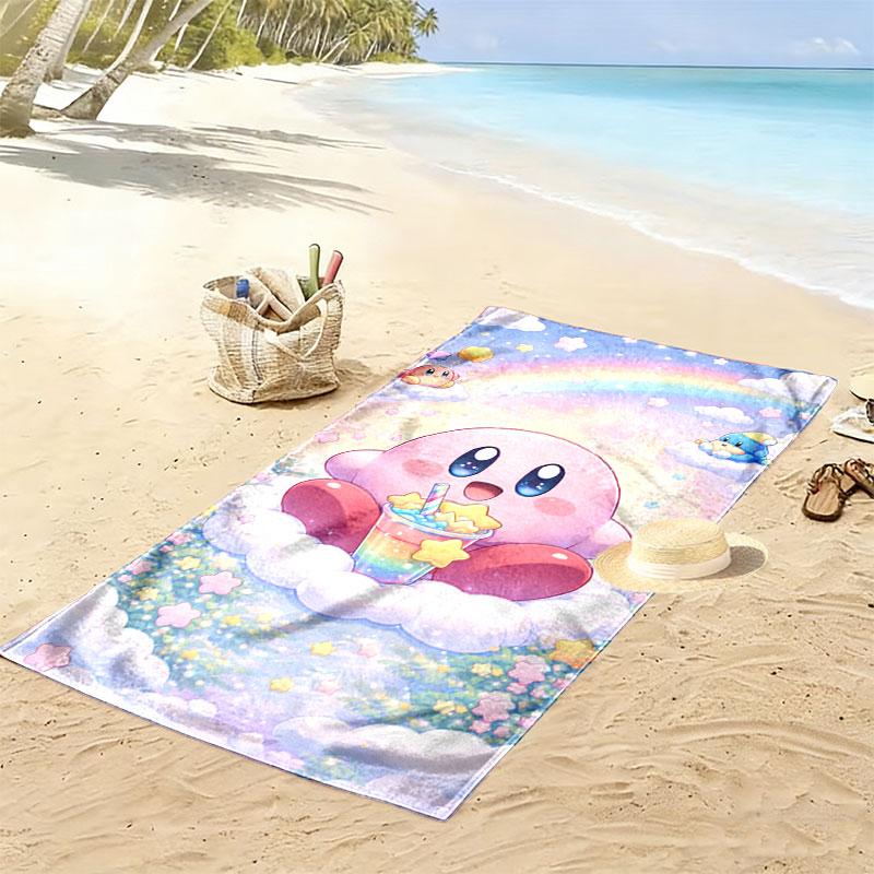 Kirby poster Print Beach Towel, Large Soft Quick Dry Towel for Beach Camping Swimming