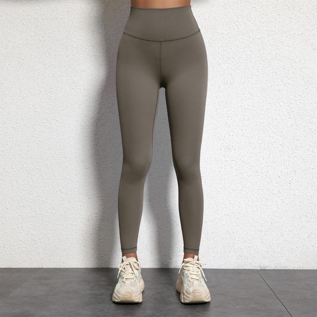 European & American Soft Elastic Yoga Leggings - Solid Color Nude Feel, Plus Size, Peach Butt Line
